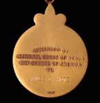 The Honor Medal presented to Jimmy Hotz for saving the life of another at the risk of his own life